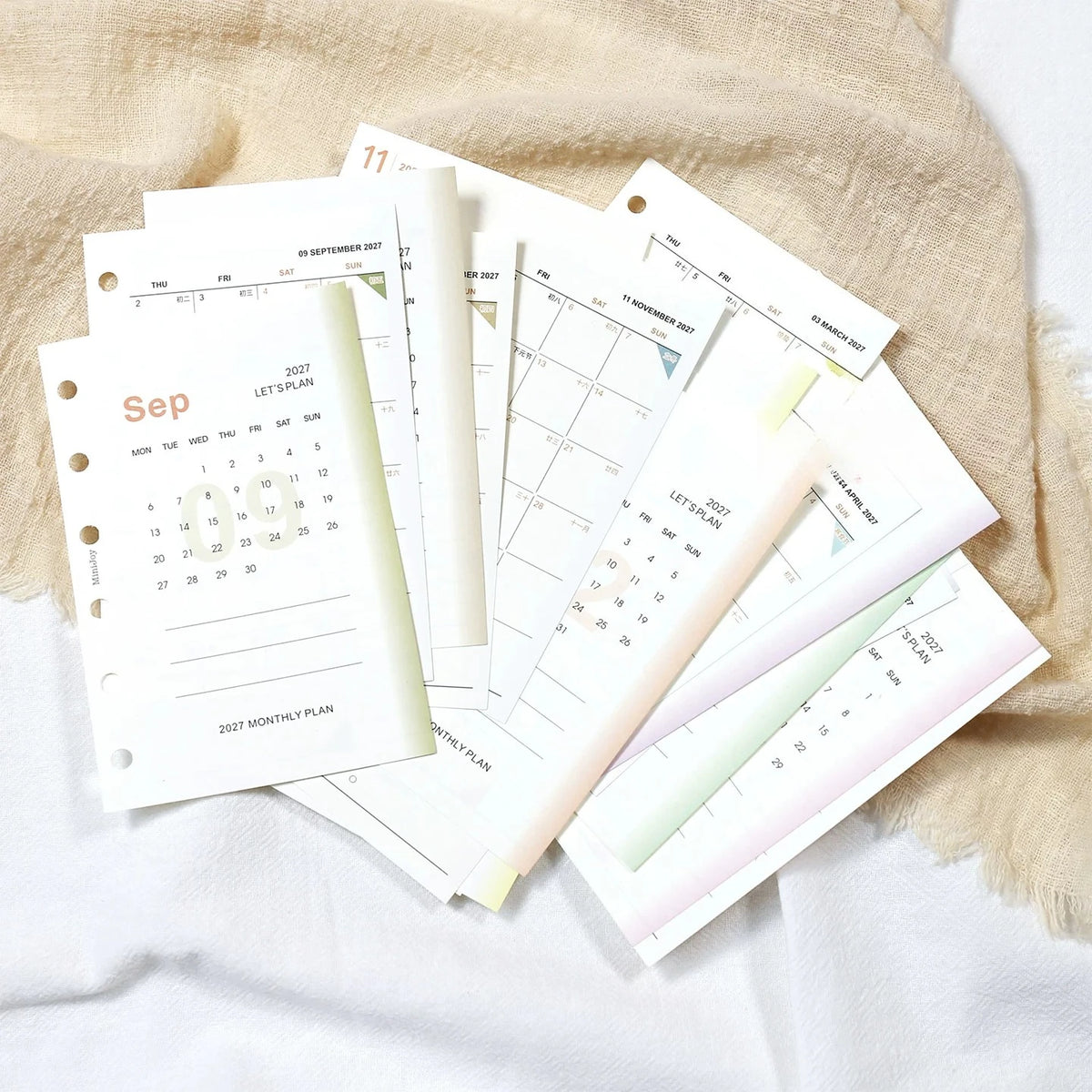 2027 Split Monthly Calendar - 24 Sheets