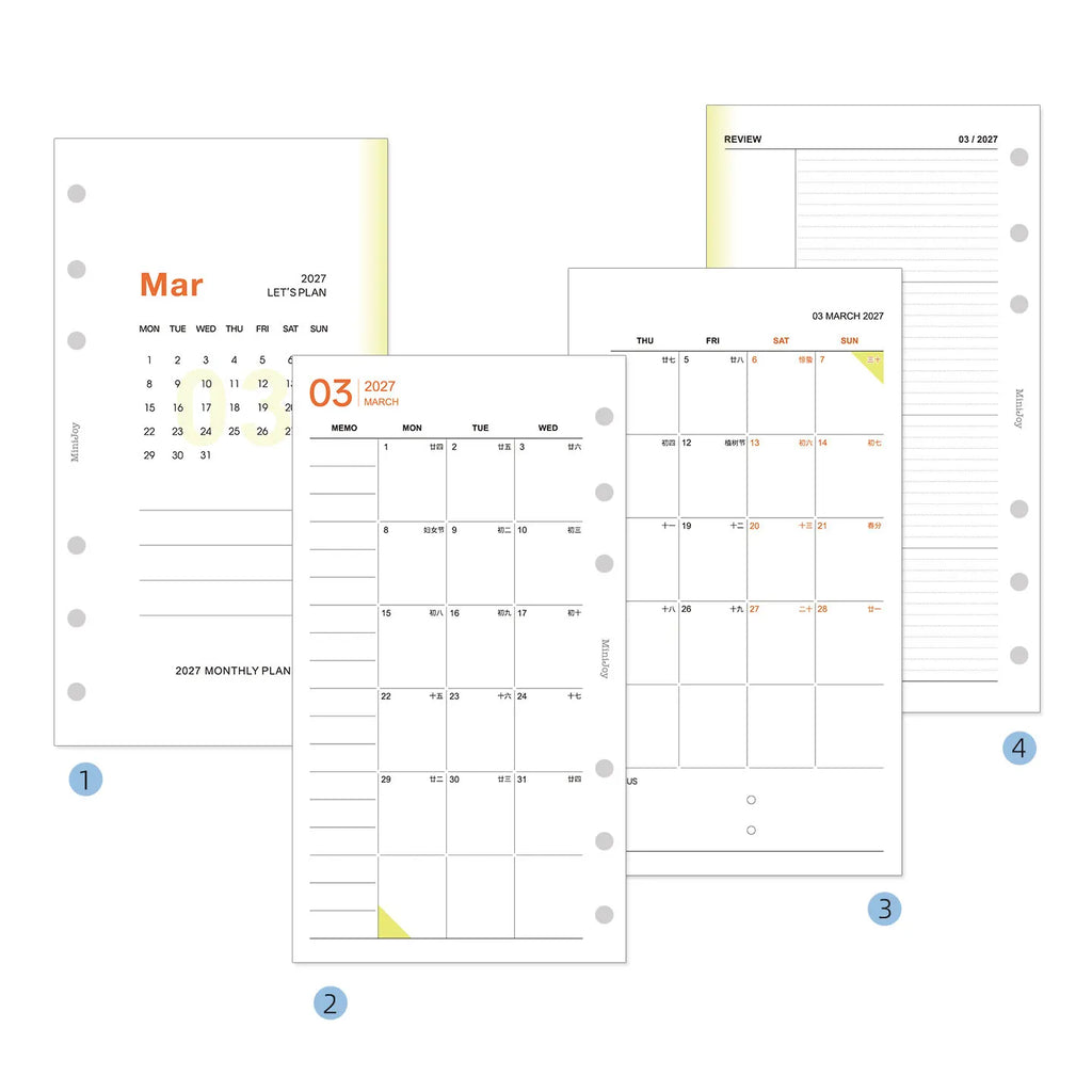 2027 Split Monthly Calendar - 24 Sheets